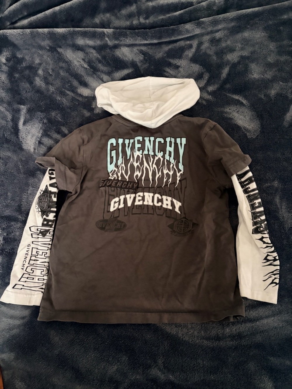 Givenchy Black Tee with White Hood & Graphic Logo